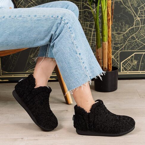 FamilyFairy Bootie Slippers for Women Warm House Shoes Memory Foam Indoor Outdoor Fuzzy Boots with Rubber Sole in Saudi Arabia