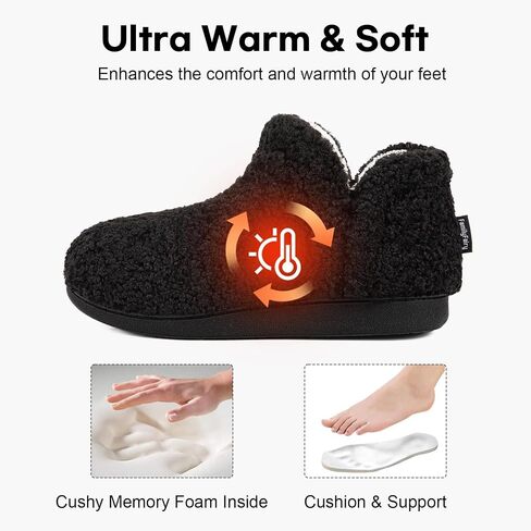 FamilyFairy Bootie Slippers for Women Warm House Shoes Memory Foam Indoor Outdoor Fuzzy Boots with Rubber Sole in Saudi Arabia