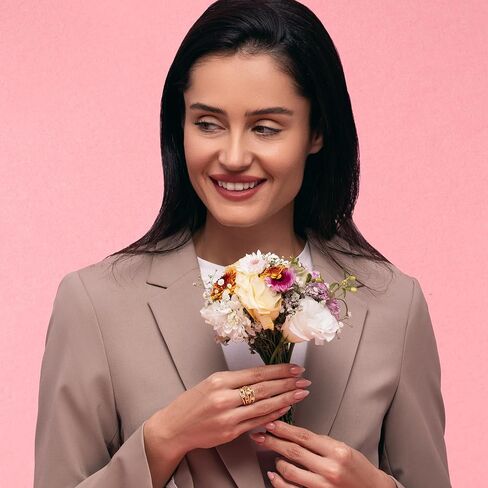 خاتم قلوب فاخر مطلي بالذهب عيار 14 قيراط من الفضة الإسترلينية عيار 925 مع زركونيا مكعب مستدير 0.15 TCW، حلقات مميزة، لا تسبب الحساسية، خالية من النيكل، خواتم للنساء، مجوهرات أنيقة، مجوهرات للنساء، هدية لها in Kuwait