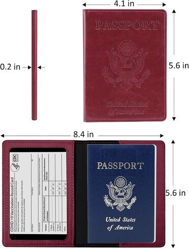 Passport and Vaccine Card Holder Combo Perfect Travel Accessories, PU Leather Passport Holder with Vaccine Card Slot Passport Case Cover Protector in Saudi Arabia