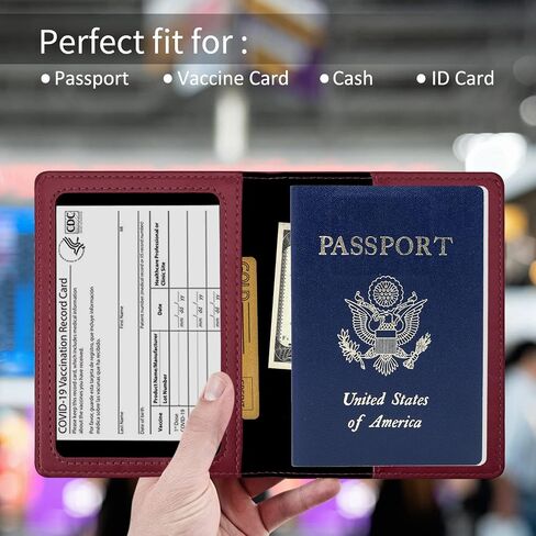 Passport and Vaccine Card Holder Combo Perfect Travel Accessories, PU Leather Passport Holder with Vaccine Card Slot Passport Case Cover Protector in Saudi Arabia