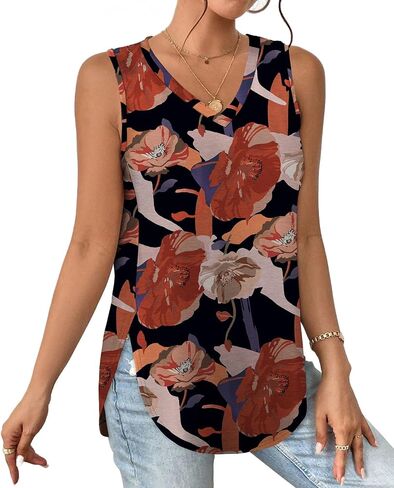 XIEERDUO Womens Tank Tops V Neck Eyelet Embroidery Casaul Sleeveless Shirts in Saudi Arabia