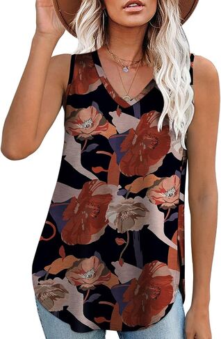 XIEERDUO Womens Tank Tops V Neck Eyelet Embroidery Casaul Sleeveless Shirts in Saudi Arabia