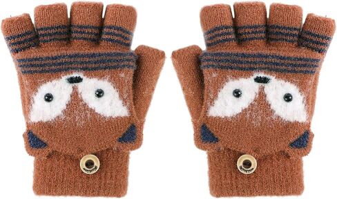 Kids Knitted Half Finger Gloves with Flip Top Winter Warm Cute Bunny Ear Typing Gloves Convertible Mittens for Girls Boys in Kuwait