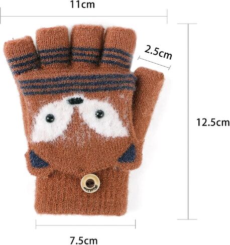 Kids Knitted Half Finger Gloves with Flip Top Winter Warm Cute Bunny Ear Typing Gloves Convertible Mittens for Girls Boys in Kuwait