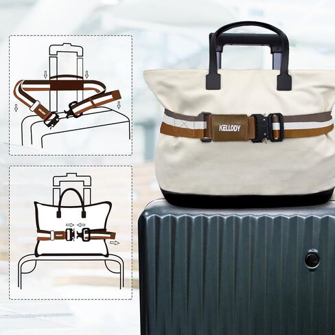 حزام سفر للأمتعة - أحزمة أمتعة لحقائب السفر، أنيقة وقابلة للتعديل، أضف حزام أمتعة للحمل على الحقيبة، حزام سفر للأمتعة فوق المقبض وإكسسوارات السفر في المطار للنساء والرجال in Kuwait