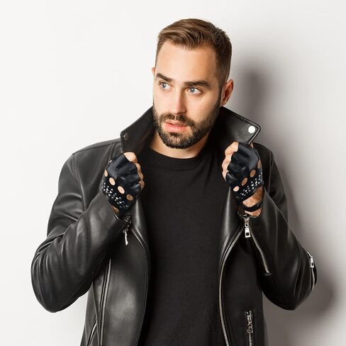 قفازات رجالية من YAIKOAI بتصميم قوطي بدون أصابع لراكبي الدراجات النارية قفازات نصف إصبع الشرير قفازات الأزياء التنكرية بنمط الجاز قفازات القيادة جلدية الأداء التبعي in Kuwait