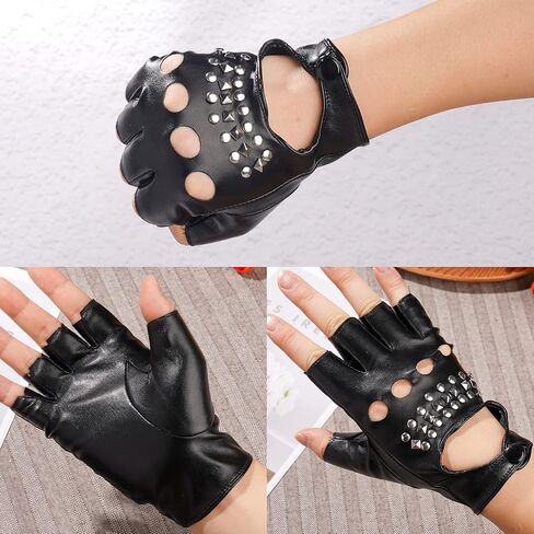 قفازات رجالية من YAIKOAI بتصميم قوطي بدون أصابع لراكبي الدراجات النارية قفازات نصف إصبع الشرير قفازات الأزياء التنكرية بنمط الجاز قفازات القيادة جلدية الأداء التبعي in Kuwait