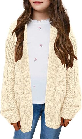 سترة صوفية للفتيات من MACNOORA بأكمام طويلة ومفتوحة من الأمام ومعاطف سترة مكتنزة مع جيوب in Kuwait