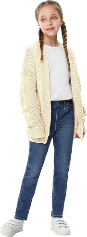 سترة صوفية للفتيات من MACNOORA بأكمام طويلة ومفتوحة من الأمام ومعاطف سترة مكتنزة مع جيوب in Kuwait