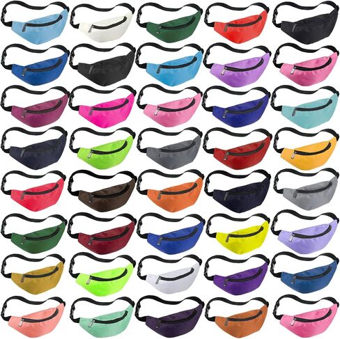 40 Pieces Neon Fanny Packs 80s Party Waist Bag Adjustable Colorful Oxford Cloth Fashionable Fanny Bags for Women Men Outdoor Travel Running Multicolor in Saudi Arabia