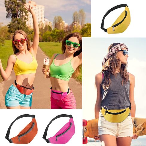40 Pieces Neon Fanny Packs 80s Party Waist Bag Adjustable Colorful Oxford Cloth Fashionable Fanny Bags for Women Men Outdoor Travel Running Multicolor in Saudi Arabia