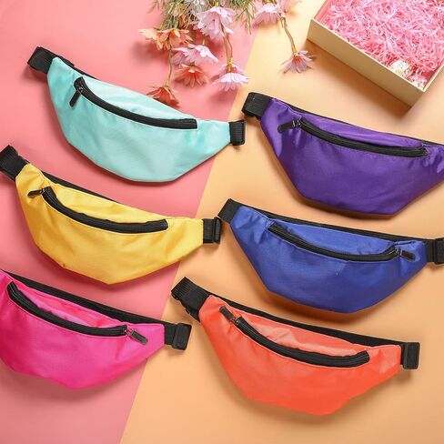 40 Pieces Neon Fanny Packs 80s Party Waist Bag Adjustable Colorful Oxford Cloth Fashionable Fanny Bags for Women Men Outdoor Travel Running Multicolor in Saudi Arabia