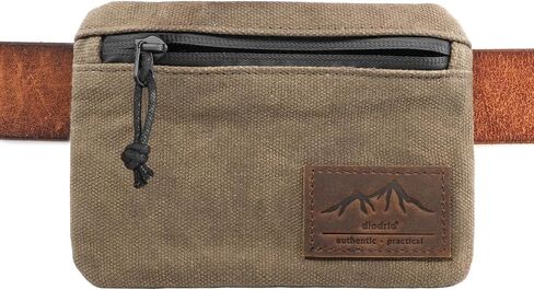 diodrio Belt Zipper Pouches for Men Women Compact EDC Pouch, YKK Zipper, Anti-Theft Pickpocket Proof Safety Wallets, Waist Pack for Traveling Hiking, Water Resistant, Tough Waxed Canvas, Olive in Saudi Arabia