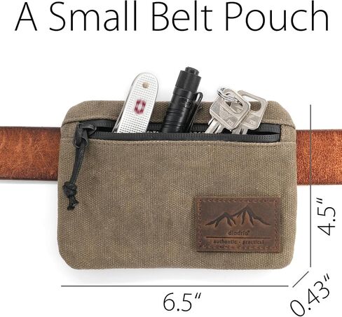 diodrio Belt Zipper Pouches for Men Women Compact EDC Pouch, YKK Zipper, Anti-Theft Pickpocket Proof Safety Wallets, Waist Pack for Traveling Hiking, Water Resistant, Tough Waxed Canvas, Olive in Saudi Arabia