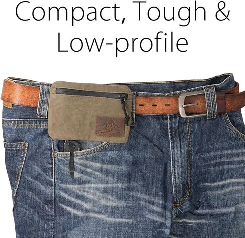 diodrio Belt Zipper Pouches for Men Women Compact EDC Pouch, YKK Zipper, Anti-Theft Pickpocket Proof Safety Wallets, Waist Pack for Traveling Hiking, Water Resistant, Tough Waxed Canvas, Olive in Saudi Arabia