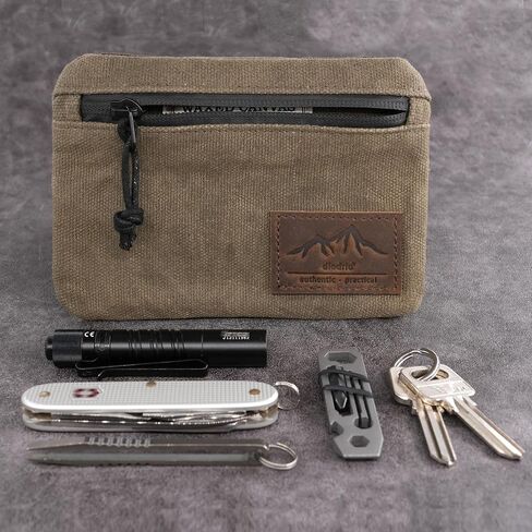 diodrio Belt Zipper Pouches for Men Women Compact EDC Pouch, YKK Zipper, Anti-Theft Pickpocket Proof Safety Wallets, Waist Pack for Traveling Hiking, Water Resistant, Tough Waxed Canvas, Olive in Saudi Arabia