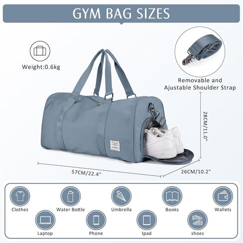حقيبة رياضية للنساء، حقائب رياضية من القماش الخشن مع حجرة للأحذية وحقيبة للأغراض الشخصية يمكن حملها طوال الليل مع حقيبة أدوات الزينة وحقيبة سفر لعطلة نهاية الأسبوع للطائرات باللون الأزرق الداكن in Kuwait