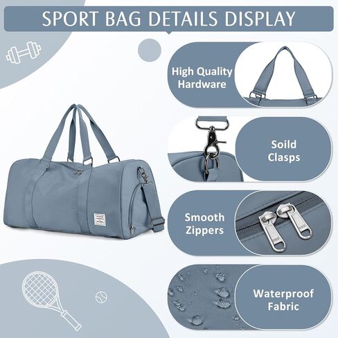 حقيبة رياضية للنساء، حقائب رياضية من القماش الخشن مع حجرة للأحذية وحقيبة للأغراض الشخصية يمكن حملها طوال الليل مع حقيبة أدوات الزينة وحقيبة سفر لعطلة نهاية الأسبوع للطائرات باللون الأزرق الداكن in Kuwait