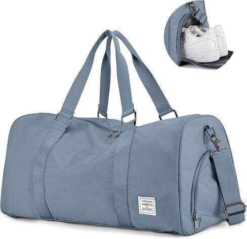 حقيبة رياضية للنساء، حقائب رياضية من القماش الخشن مع حجرة للأحذية وحقيبة للأغراض الشخصية يمكن حملها طوال الليل مع حقيبة أدوات الزينة وحقيبة سفر لعطلة نهاية الأسبوع للطائرات باللون الأزرق الداكن in Kuwait