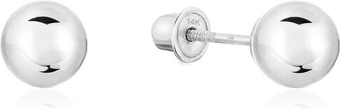 14k Gold Stud Earrings for Women & Men | 14K REAL Gold Polished Ball Stud Earrings with Secure Screw Backs From 3MM - 6MM in Kuwait
