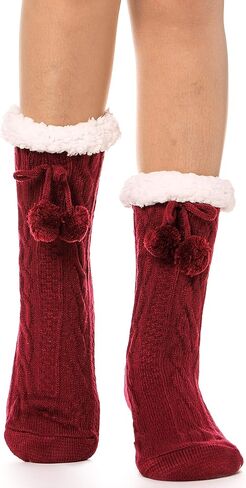 Anlisim Women Slipper Socks with Grip Non Slip Fluffy Fuzzy Cabin Cozy Warm Comfy Soft Fleece Home Gift Socks in Saudi Arabia