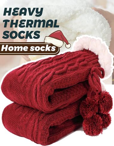 Anlisim Women Slipper Socks with Grip Non Slip Fluffy Fuzzy Cabin Cozy Warm Comfy Soft Fleece Home Gift Socks in Saudi Arabia