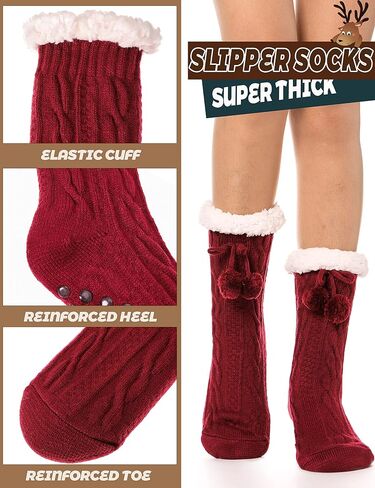 Anlisim Women Slipper Socks with Grip Non Slip Fluffy Fuzzy Cabin Cozy Warm Comfy Soft Fleece Home Gift Socks in Saudi Arabia