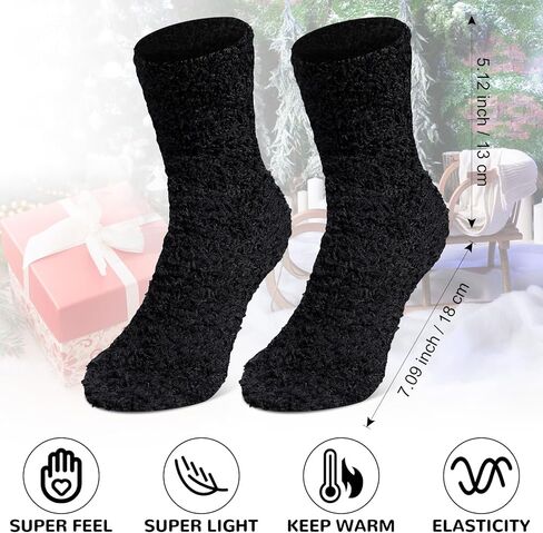 Suhine 12 Pairs Fuzzy Socks Winter Warm Socks Women Soft Stocking Plush Coral Fleece Gift for Christmas Winter Slipper Sleep in Kuwait