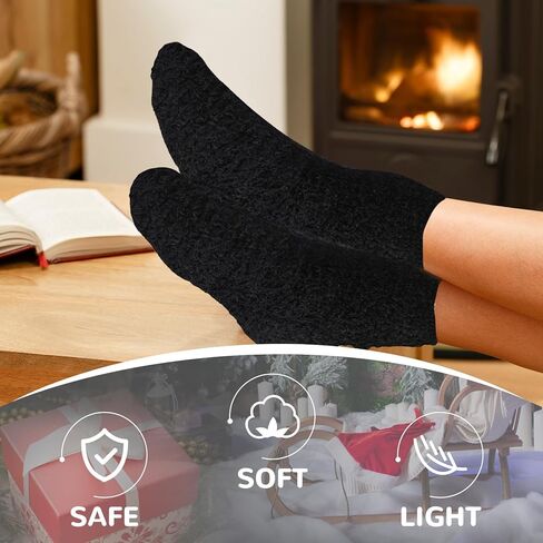 Suhine 12 Pairs Fuzzy Socks Winter Warm Socks Women Soft Stocking Plush Coral Fleece Gift for Christmas Winter Slipper Sleep in Kuwait