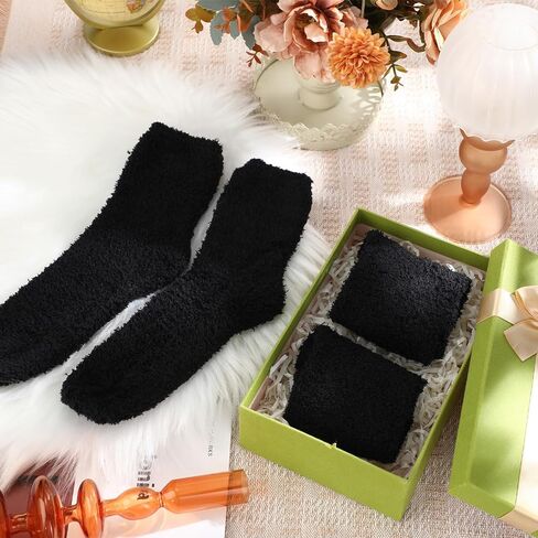 Suhine 12 Pairs Fuzzy Socks Winter Warm Socks Women Soft Stocking Plush Coral Fleece Gift for Christmas Winter Slipper Sleep in Kuwait