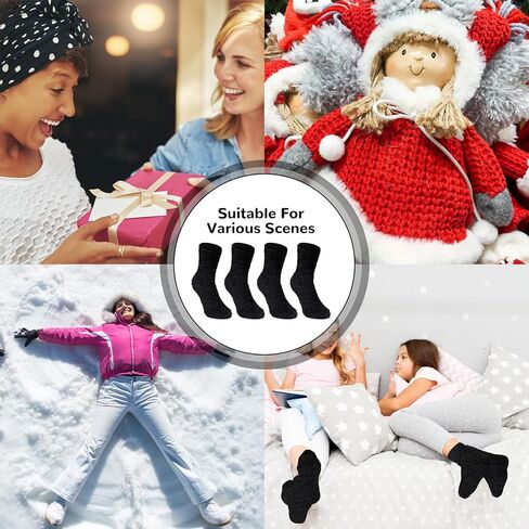 Suhine 12 Pairs Fuzzy Socks Winter Warm Socks Women Soft Stocking Plush Coral Fleece Gift for Christmas Winter Slipper Sleep in Kuwait