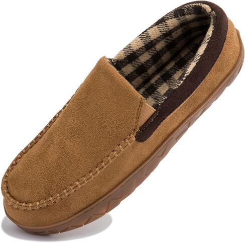 NewDenBer Men's Moccasin Slippers Warm Memory Foam Suede Soft Plush Lined Slip on Indoor Outdoor House Shoes in Saudi Arabia