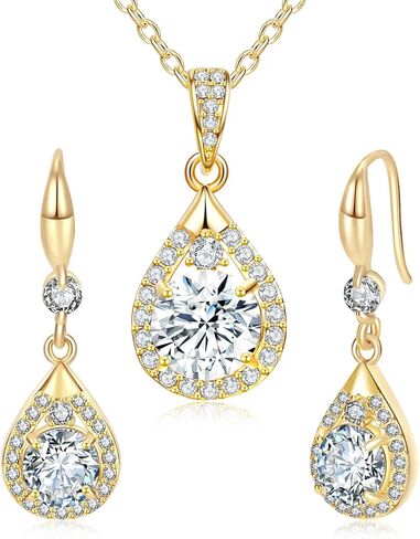 ويسمايل مجموعات قلادة وأقراط للنساء | أطقم مجوهرات الزفاف للعرائس | مجموعة قلادة فضية | هدايا للابنة، الصديقة، الزوجة in Kuwait