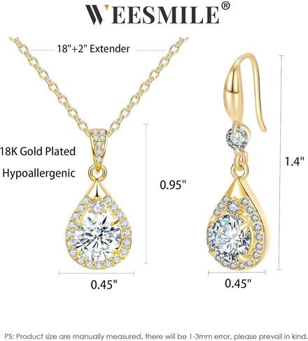 ويسمايل مجموعات قلادة وأقراط للنساء | أطقم مجوهرات الزفاف للعرائس | مجموعة قلادة فضية | هدايا للابنة، الصديقة، الزوجة in Kuwait