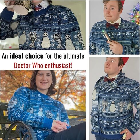 Doctor Who TARDIS Angel Snowman Christmas Sweater - Official BBC Festive Jumper by LOVARZI in Saudi Arabia