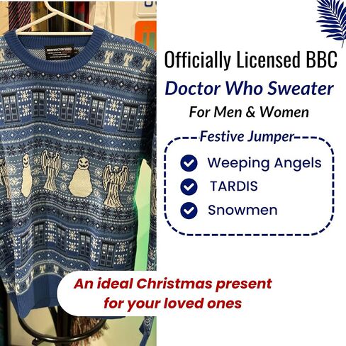 Doctor Who TARDIS Angel Snowman Christmas Sweater - Official BBC Festive Jumper by LOVARZI in Saudi Arabia