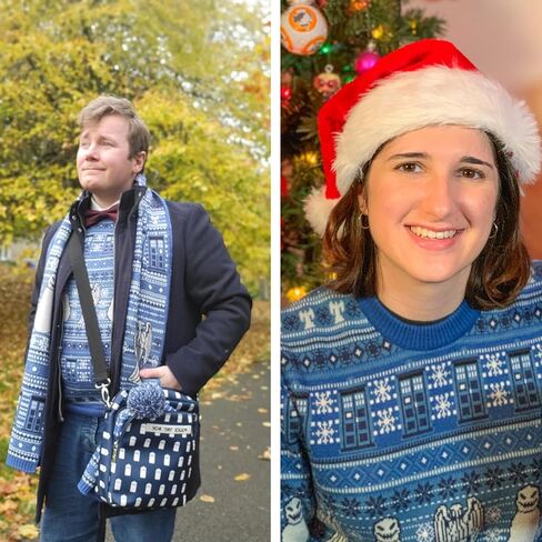 Doctor Who TARDIS Angel Snowman Christmas Sweater - Official BBC Festive Jumper by LOVARZI in Saudi Arabia