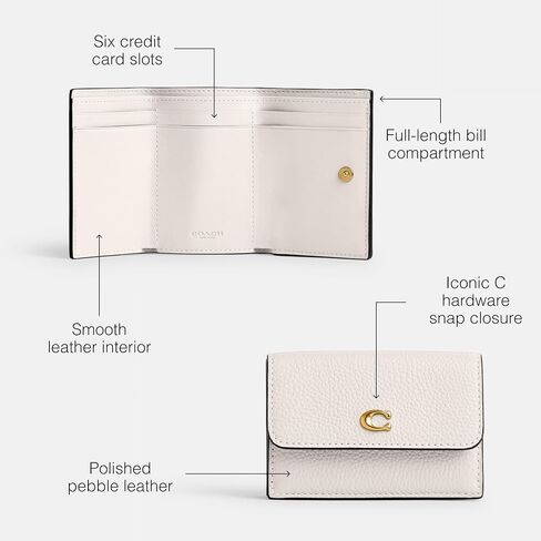 Coach Polished Pebble Leather Essential Mini Trifold Wallet in Saudi Arabia