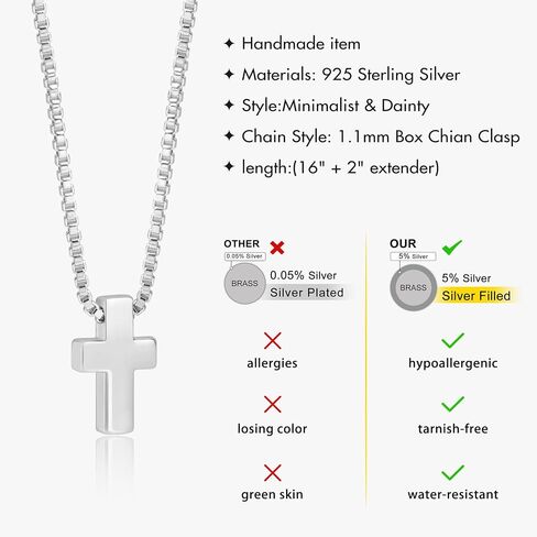 Poxtex 14K Gold Small Cross Necklace for Womens | Silver Tiny Cross Necklace | Christian Faith Small Cross Pendant Necklaces Jewelry Gifts in Saudi Arabia