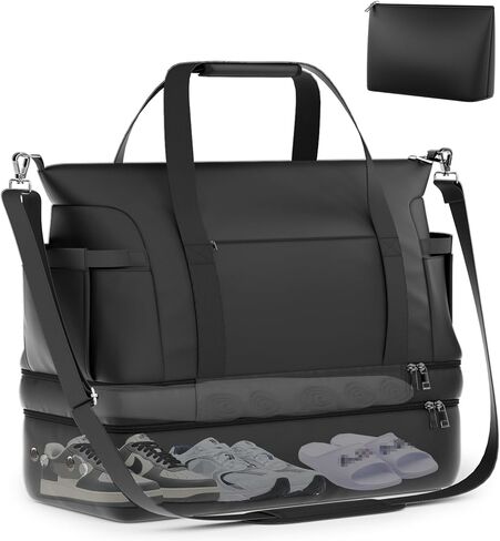 Travel Duffel Bag with USB Charging Port,Dry & Wet Separated Sports Gym Bag for Women Men,Waterproof Holdall Bag with Shoe Compartment,Weekender Overnight Bag Cabin Bag,Hospital Tote Bag Carry On Bag in Kuwait