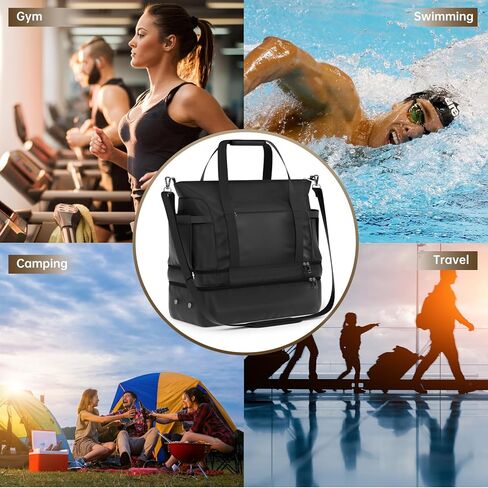 Travel Duffel Bag with USB Charging Port,Dry & Wet Separated Sports Gym Bag for Women Men,Waterproof Holdall Bag with Shoe Compartment,Weekender Overnight Bag Cabin Bag,Hospital Tote Bag Carry On Bag in Kuwait