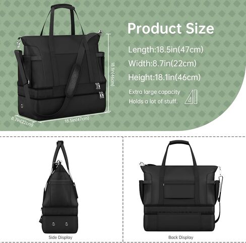 Travel Duffel Bag with USB Charging Port,Dry & Wet Separated Sports Gym Bag for Women Men,Waterproof Holdall Bag with Shoe Compartment,Weekender Overnight Bag Cabin Bag,Hospital Tote Bag Carry On Bag in Kuwait