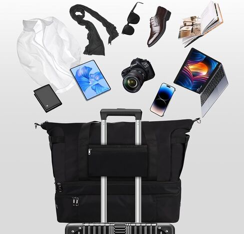 Travel Duffel Bag with USB Charging Port,Dry & Wet Separated Sports Gym Bag for Women Men,Waterproof Holdall Bag with Shoe Compartment,Weekender Overnight Bag Cabin Bag,Hospital Tote Bag Carry On Bag in Kuwait