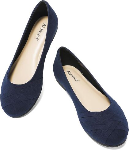 Ataiwee Women's Wide Width Flats Shoes - Casual Comfortable Round Toe Plus Size Ballet Shoes. in Saudi Arabia