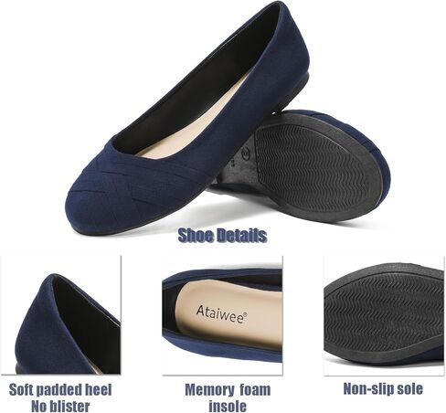 Ataiwee Women's Wide Width Flats Shoes - Casual Comfortable Round Toe Plus Size Ballet Shoes. in Saudi Arabia