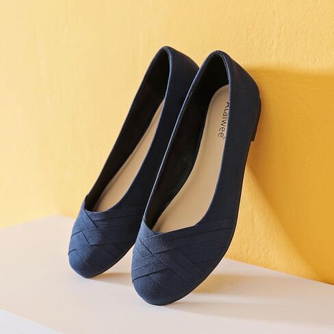 Ataiwee Women's Wide Width Flats Shoes - Casual Comfortable Round Toe Plus Size Ballet Shoes. in Saudi Arabia