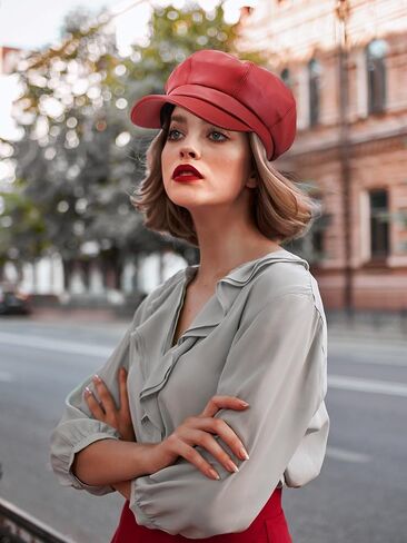 4 Pieces Womens Newsboy Cap PU Leather Beret Cabbie Boinas De Mujer Hat Gatsby Ivy Cap Visor Casual French Solid Color Paperboy Hat Newsie Bakerboy Cap Cabbie Painter Hat in Kuwait