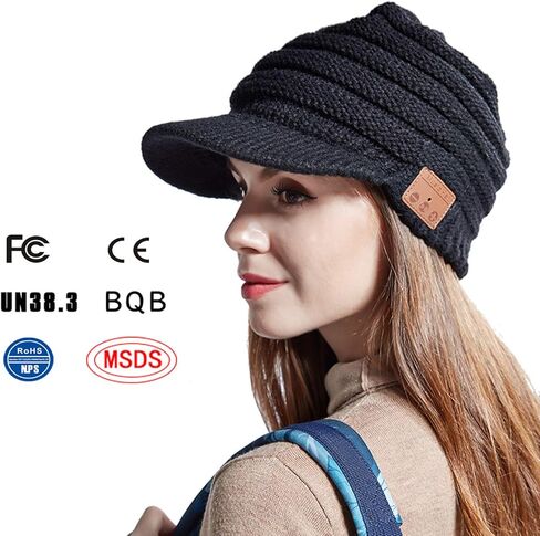 LOXASUM Women Bluetooth Newsboy Cabbies Beret Winter Beanie Warm Cotton Painter Knit Visor Hats with Brim Skull Cap in Kuwait