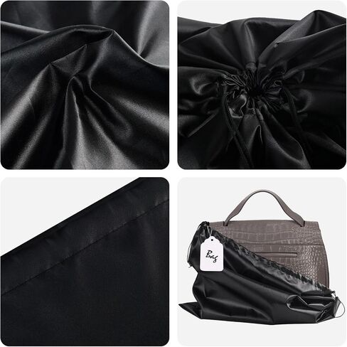 6 Pack Dust Bags for Handbags,Purse Bags for Storage,Dust Cover Bag,Silk Bags with Drawstring for Shoes bags,Travel Storage Pouch(Black-6pcs, M-19.6 × 15.7 in) in Kuwait